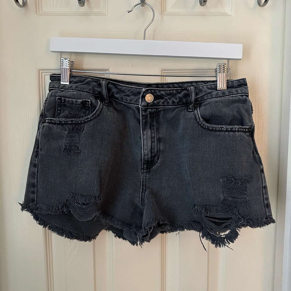 Pacsun black high rise festival distressed shorts